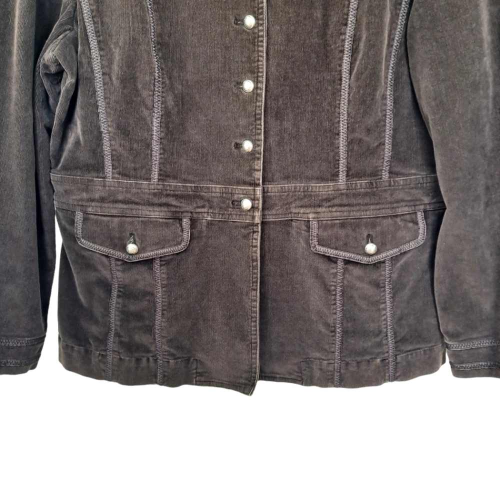 J. Jill Vintge Soft Chocolate Brown Stretch Corduroy Jacket szL - Picture 4 of 6
